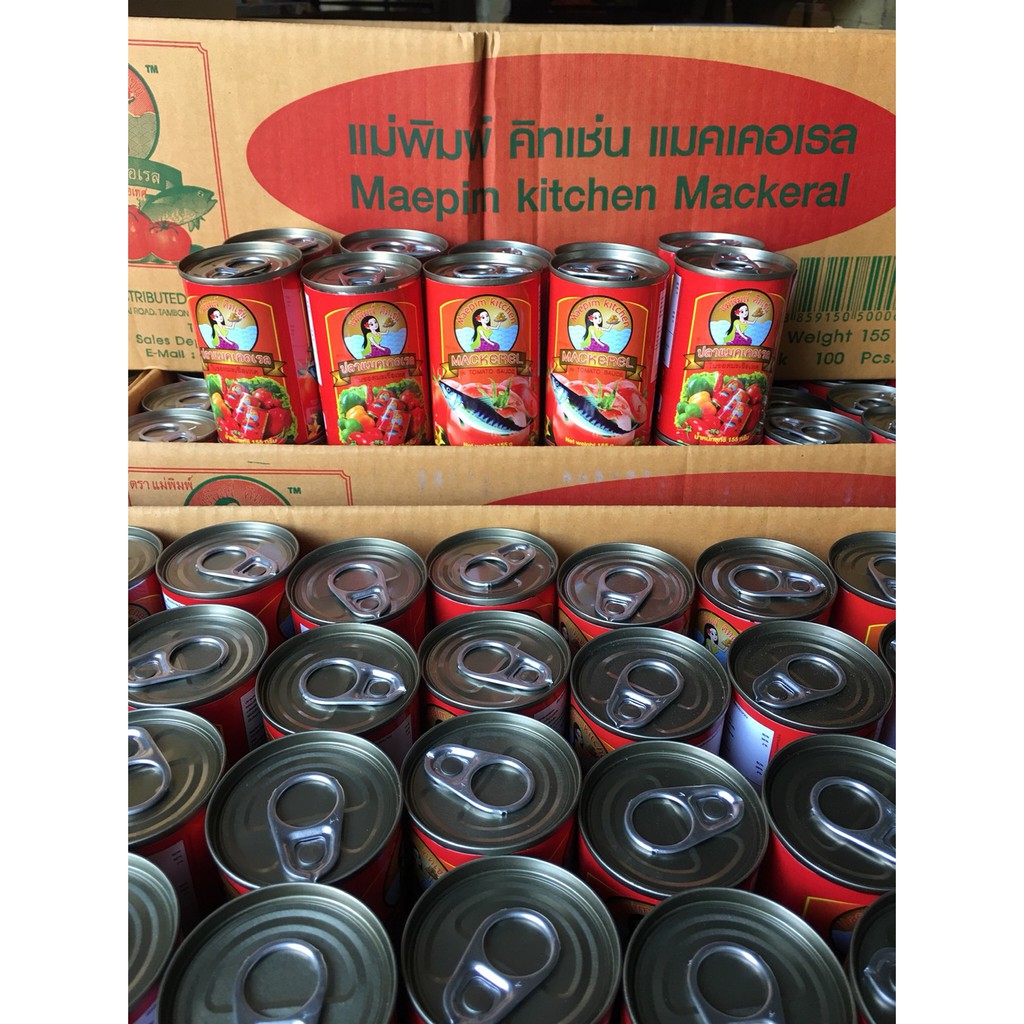 ตราแม่พิมพ์ ปลาแมคเคอเรล 1 ลัง 100 กระป๋องMaepim Mackeral Fish Canned