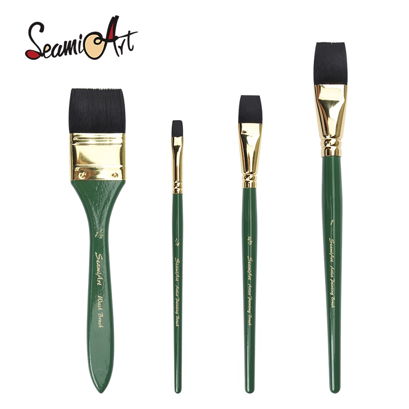 Seamiart แปรงขนไนล่อนสีเขียวสําหรับวาดภาพสีน้ํามัน 1 ชิ้น