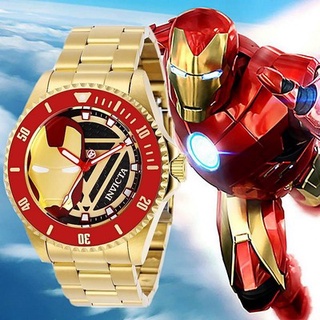 Invicta ใหม่ นาฬิกาข้อมือควอตซ์แฟชั่น สายเข็มขัดเหล็ก หน้าปัดลายแบทแมน ไอรอนแมน สไปเดอร์แมน สําหรับผู้ชาย