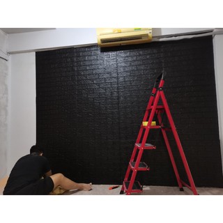 ร้านแนะนำ🔥ถูกสุดพร้อมส่งในไทย❗️ แผ่นใหญ่ 70*77cm. มีกาวในตัว สติ๊กเกอร์ติดผนัง 3D ตกแต่งห้อง Wallpaper 3D วอลล์เปเปอร์ลายอิ img 3