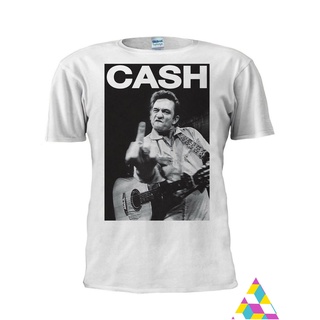 ผ้าฝ้ายคอกลมเสื้อยืดลําลอง แขนสั้น พิมพ์ลาย Johnny Cash Middle Finger 1969 Fulton สําหรับผู้ชายfrom S-4XL