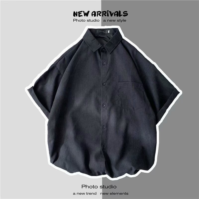🔥สินค้าพร้อม🔥เชิ้ตผู้ชายแขนสั้น เสื้อเชิ้ตสีพื้น