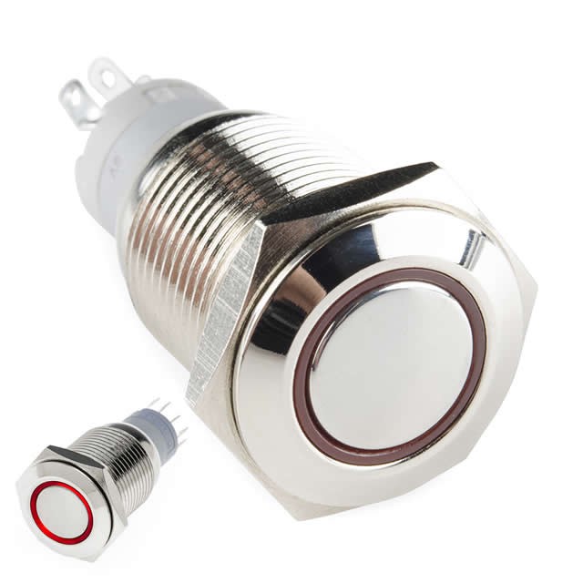สวิตช์พาวเวอร์ เปิด ปิด 12V DC LED Power Push Button Switch สีแดง