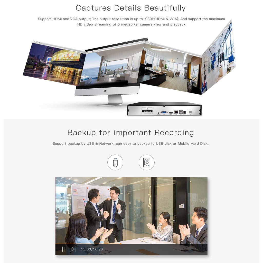 VSTARCAM NVR N8209 Onvif เครื่องบันทึกสำหรับกล้องวงจรปิด 9 ช่อง รองรับฮาร์ดดิสก์ 6TB