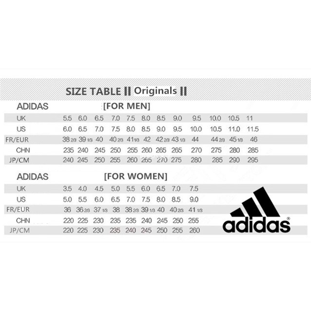 adidas falcon size chart