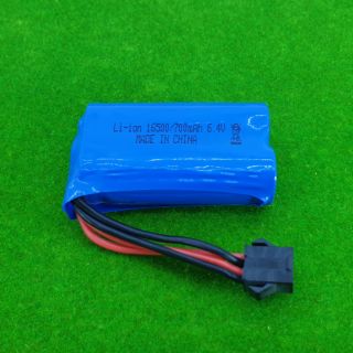 แบตเตอรี่ รถบังคับวิทยุ ขนาด 6.4V. 700 mAh แจ๊คดำ สายสี่เส้น(ดำ,แดง)