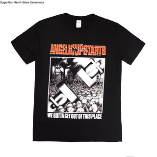 คอลูกเรือเสื้อยืดคอกลมAngelic UPSTARTS WE GOTTA ของสถานที่แห่งนี้ - Mผ้าฝ้ายแท้