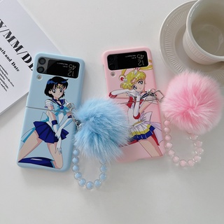 เคสโทรศัพท์มือถือแบบแข็ง กันกระแทก พร้อมสายโซ่คล้อง สําหรับ Samsung Galaxy Z Flip 3 Flip4 Flip 4