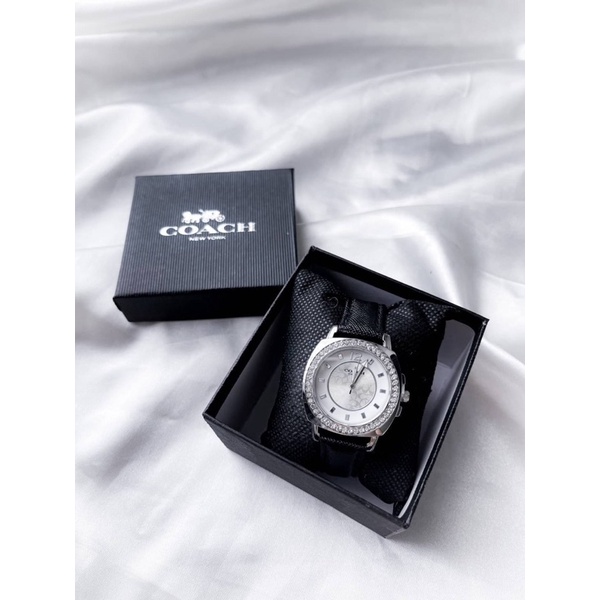 #พร้อมส่ง  นาฬิกา COACH สายหนังล้อมเพชร  #เครื่องประดับ #นาฬิกา