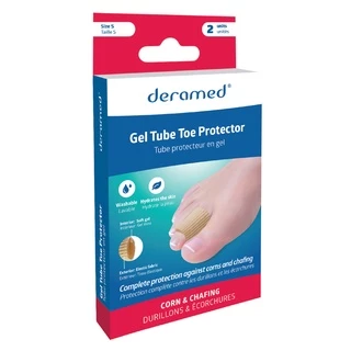 Deramed Footcare Gel Tube Toe Protector ปลอกหุ้มเจลแบบเปิด กันกระแทกและเสียดสี ช่วยลดแรงเสียดสีที่บาดแผล สมานแผล