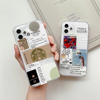 เคสโทรศัพท์ Xiaomi 11T Pro /Xiaomi 11T /Xiaomi Mi11 /Xiaomi Mi11 Lite /Xiaomi Mi11 Lite 5G NE /Redmi Note10S /Redmi Note10 Pro /Redmi Note10 5G /Redmi Note10 Phone Case Transparent Starbucks Label Flower Soft Case Shockproof Phone Cover เคส Xiaomi Mi11T