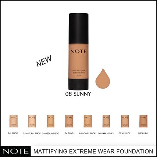 NOTE COSMETICS MATTIFYING EXTREME WEAR FOUNDATION 08 SUNNY