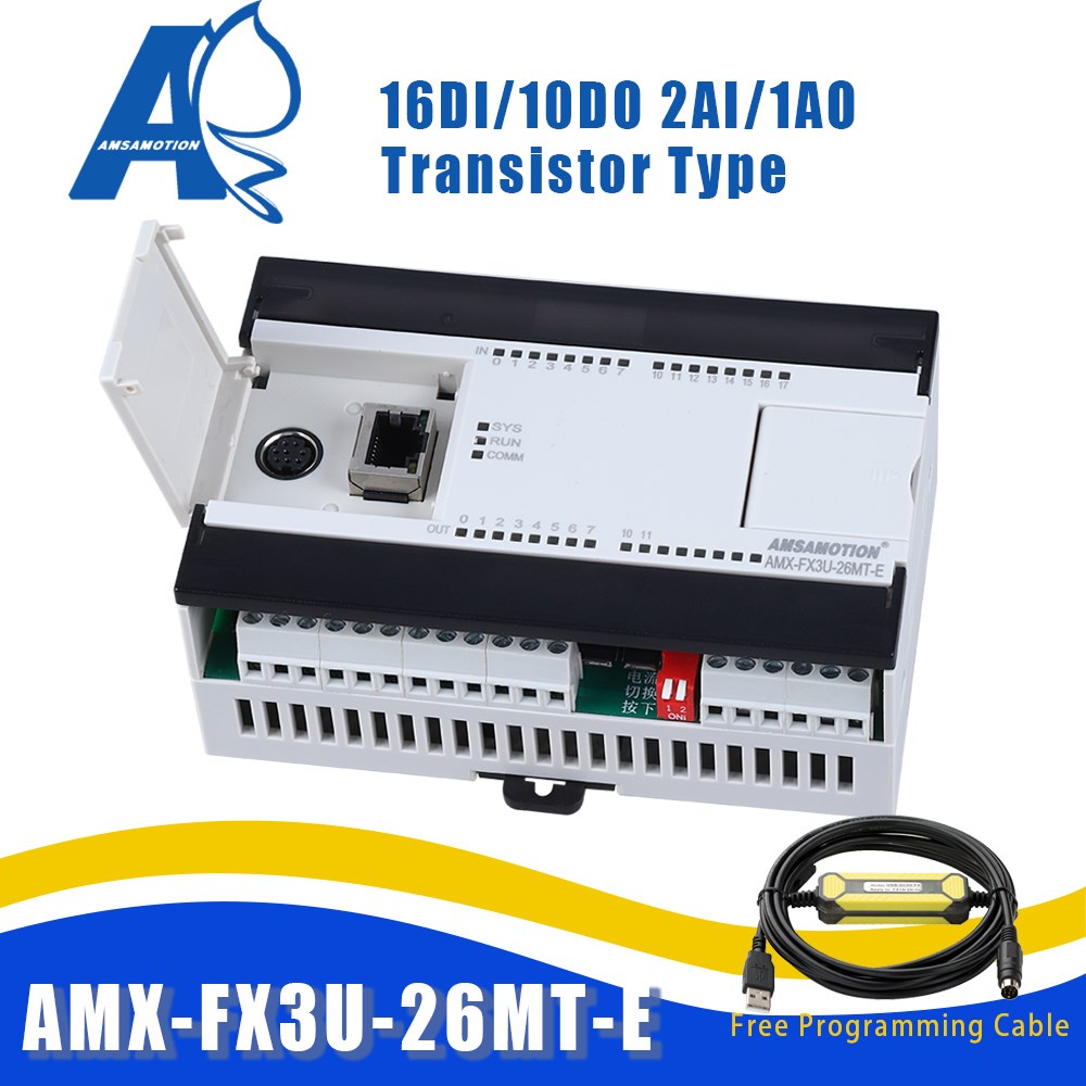 YY AMX-FX3U-26MT-E ใช้งานร่วมกับ Mitsubishi MELSEC Series PLC ทรานซิสเตอร์ 2AI/1AO 16DI/10DO Etherne