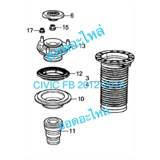 HONDA CIVIC FB 2012-2015  ยางเบ้าโช๊คหน้า+ยางกันฝุ่นโช๊ค แท้