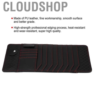 Cloudshop กระเป๋าใส่จัดเก็บของหนัง Pu สีด ําสําหรับติดกับที่บังแดดรถยนต์