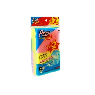 Poly-Brite Ultra โพลี-ไบรท์อัลตร้า ใยขัดละเอียด (2 ชิ้น/แพ็ก) ไม่เป็นรอย ขัดเทฟลอน แก้ว จานชาม ฟองน้ำนุ่ม