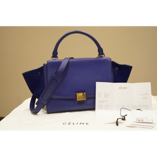 Like New : CELINE SMALL TRAPEZE SHOULDER BAG IN INDIGO (สีน้ำเงิน)