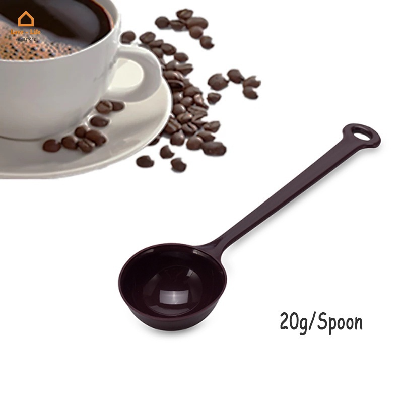 [Stock] 20g/Spoon Long Handle Coffee Bean Measuring Spoon/ Durable Brown Thick Plastic Fruit Powder 
