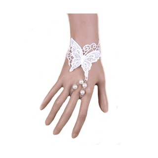 TANITTgems Vintage Butterfly French White Lace Bridal Gloves