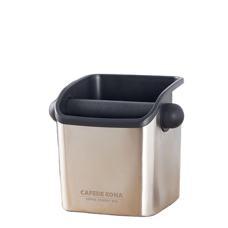 CAFEDE KONA กล่องเคาะกากกาแฟ 700 ml COFFEE SLAG KNOCK BOX STAINLESS STEEL COFFEE GROUNDS CONTAINER BIN