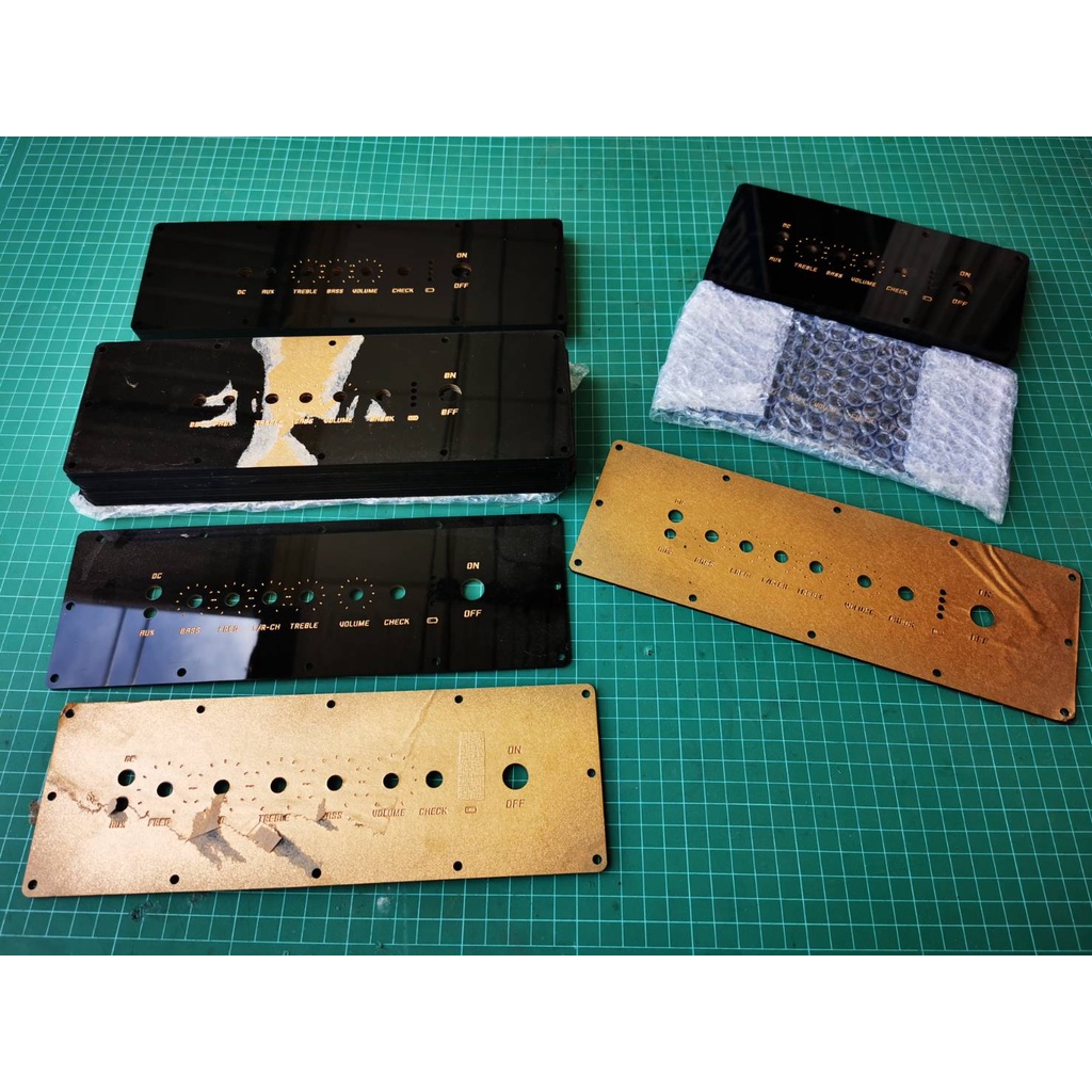 1002T,502T (  QC ไม่ผ่าน ) ไม่ย้าย วอลุ่ม เพลทเปล่า  ดำเงา 8.5x26 ซม. ขนาดเจาะตู้ 5x22 ซม