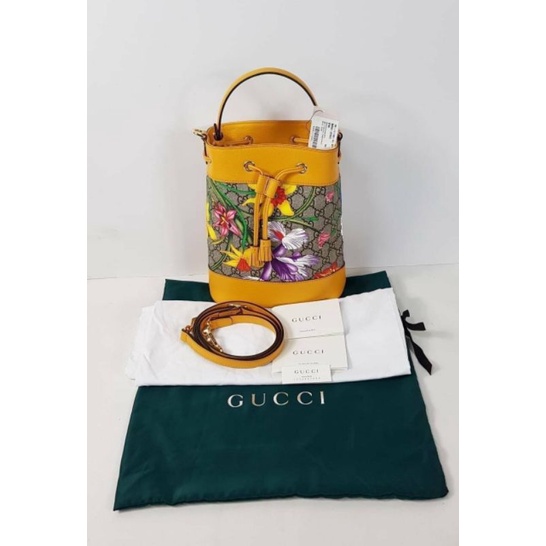 GUCCI Ophidia GG Flora Pattern Small Bucket Bag