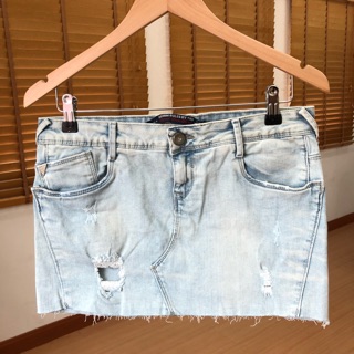 Zara Denim Faded Mini Skirt