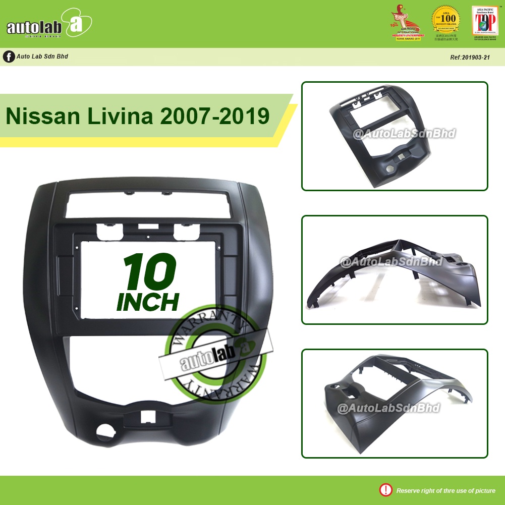 เคสหน้าจอขนาดใหญ่ Android 10 นิ้ว Nissan Livina 2007-2019 (สีดํา) ไม่มีซ็อกเก็ต