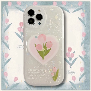 เคสโทรศัพท์มือถือ ลายดอกทิวลิป สีชมพู ป้องกันกล้อง สําหรับ iphone case se 2022 7 8 plus XR 11 12 13 pro max