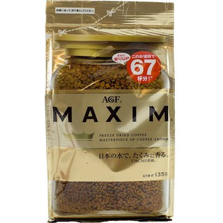 กาแฟ Maxim Aroma Select กาแฟสำเร็จรูป แม็กซิม สีทอง แบบรีฟิล 135 กรัม (สินค้านำเข้าจากญี่ปุ่น)