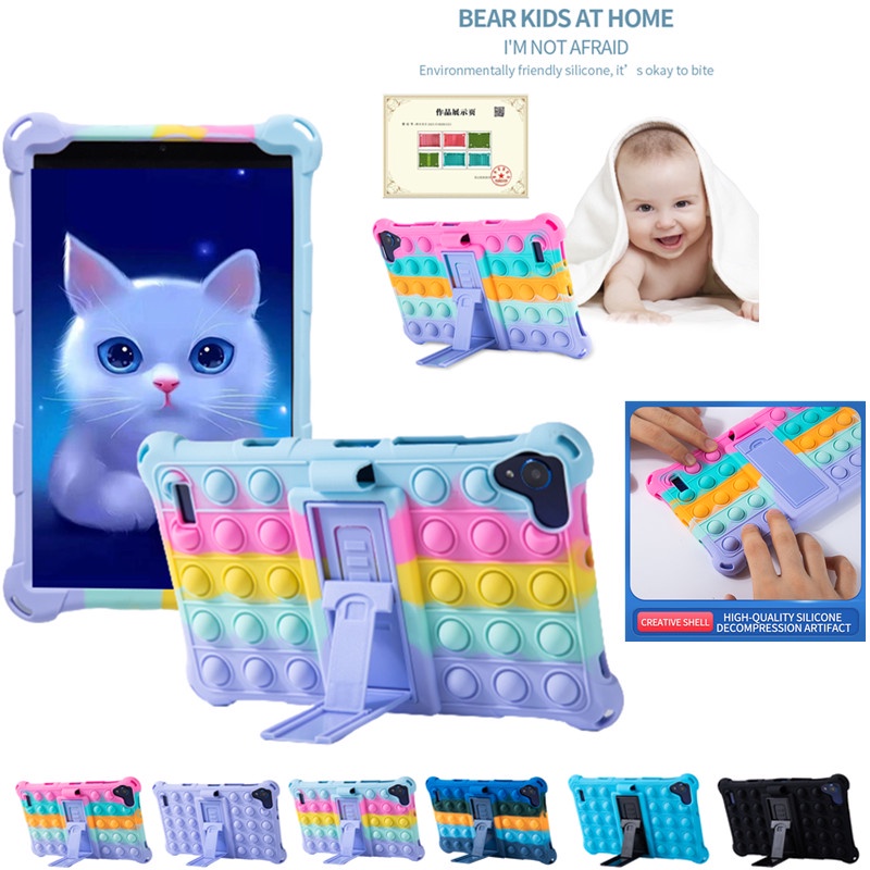 เคส Huawei MediaPad M5 Lite 8.0 JDN2-L09 Pop Stress-Relieve Silicone Case Push It Bubble Kickstand Shockproof Cover With #8