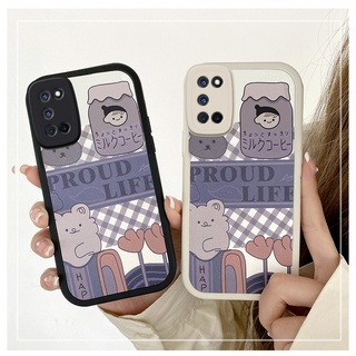 Casing Samsung Galaxy A73 A53 A23 A13 4G 5G A32 A12 A22 LTE A11 A03 Core A51 A10S A21S M11 M22 M32 M12 S22 S21 FE High Quality Lambskin Cartoon Lattice Bear Full Anti-fall Soft Phone Case KQ 21