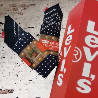 ผ้าเช็ดหน้า Levis USA Cotton100% ผ้า Bandana ผ้าเช็ดหน้าผืนใหญ่ ผ้าผูกผม สีน้ำเงิน Handkerchief