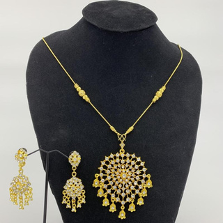 Thai jewellery เครื่องประดับแบบไทยชุดเครื่องประดับผู้หญิงจี้สร้อยคอทองคำ Gold pendant jewelry set