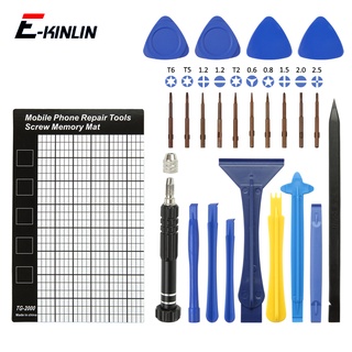 E-kinlin 23 in 1 Spudger Pry Crowbar Shovel Blade แผ่นหน่วยความจําแม่เหล็ก Torx Cross Pentalobe สกรูบิตสลักเกลียวไขควงเปิดเครื่องมือ