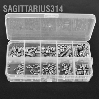 Sagittarius314 ชุดสกรู สเตนเลส หกเหลี่ยม 245 ชิ้น M3 M4 M5 M6 M8 สกรูตัวหนอน ปลายตัด สแตนเลส เกลียวมิล หยาบ ยาว 3-20mm [M3,M4,M5,M6 ] ชุดละ 10 ตัว