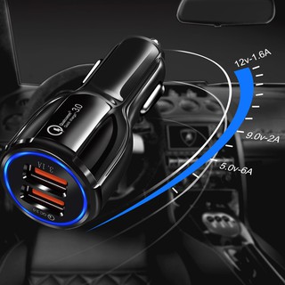 ที่ชาร์จในรถ QC3.0 ชาร์จเร็ว usb car charger quick charge หัวชาร์จ อะแดปเตอร์ ชาร์จในรถ 2ช่อง usb 3 0