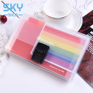 SKY แฟ้มเอกสารแบ่งช่อง 13ช่อง สีรุ้ง A6 แบ่งเเยกชัดเจน กระเป๋าแฟ้มซอง กระเป๋าเอกสาร เครื่องเขียน