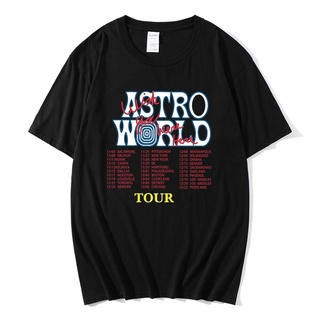 คอลูกเรือ【Boutique T-shirt】เสื้อยืดแขนสั้น พิมพ์ลายตัวอักษร Travis Scotts astroworld แฟชั่นสไตล์ฮิปฮอป สําหรับผู้ชายS-5X