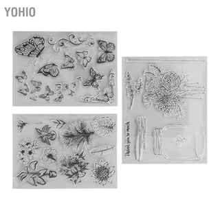 Yohio แสตมป์ใส รูปพืช และแมลง ทนทาน สําหรับทําการ์ด Diy 3 ชิ้น