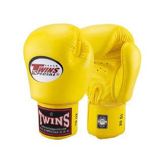 นวมชกมวย TWINS SPECIAL BOXING GLOVES YELLOW ( BGVL-3 ) สีเหลือง นวมทวินส์สเปเชียล เมจิคเทป หนังวัวแท้เกรดพรีเมี่ยม