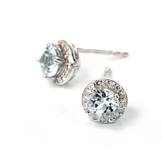 AR-Kang Collection*** ต่างหูปักก้านพลอยแท้Sky Blue Topaz