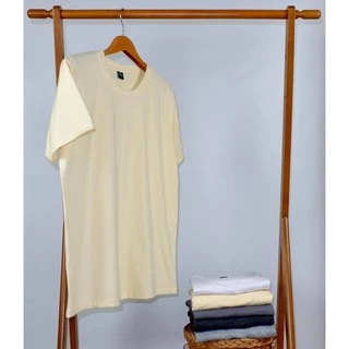 เสื้อยืด (ออกใบกำกับภาษีได้) สีครีม คอกลม คอวี (พร้อมส่ง สินค้าผลิตในไทย)