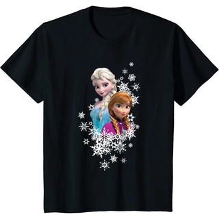 เสื้อยืดแขนสั้นลําลอง ผ้าฝ้าย พิมพ์ลาย Disney Frozen Anna Elsa Snowflakes แฟชั่นสําหรับผู้ชาย