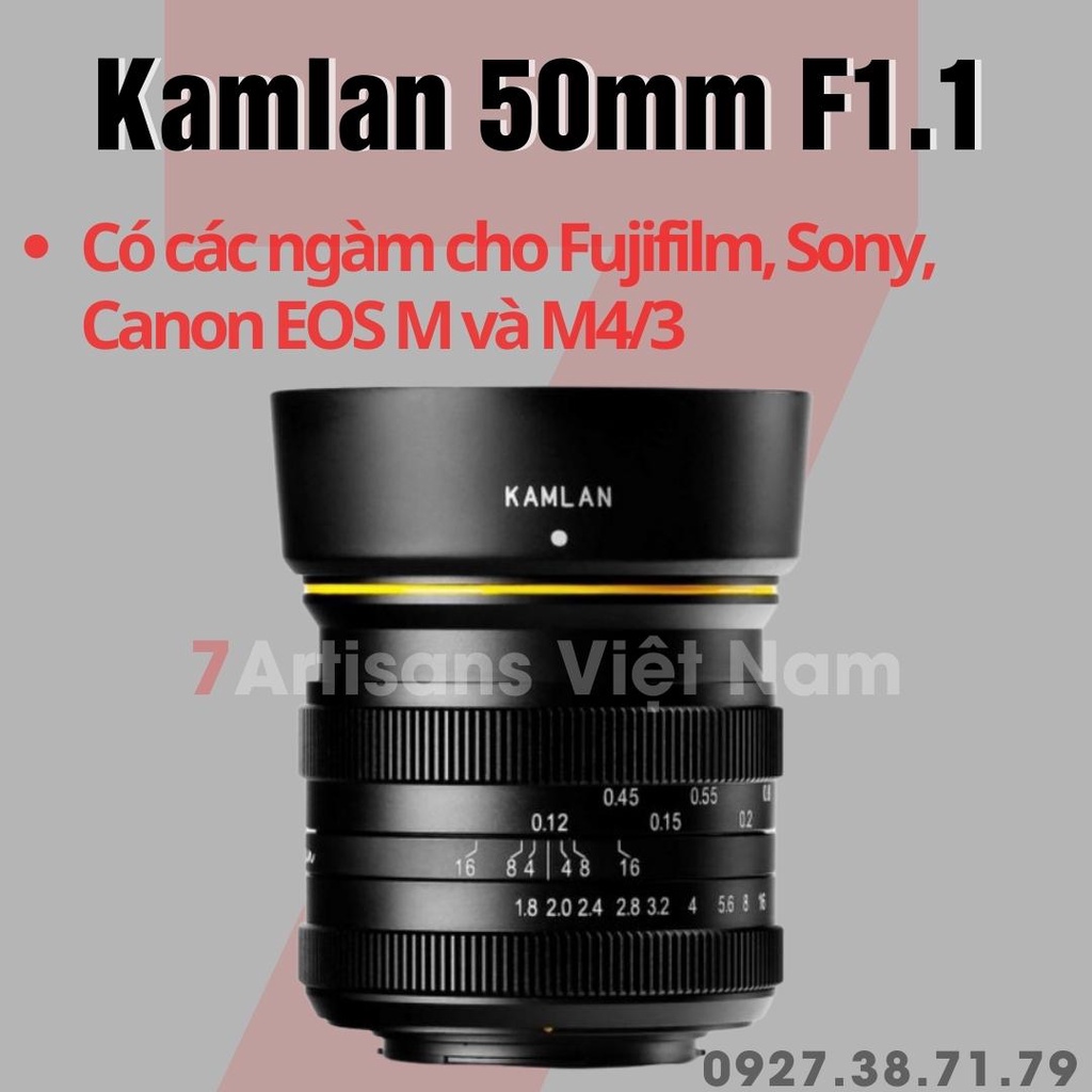 เลนส ์ Kamlan 50 มม . F1.1 สําหรับ Fujifilm, Sony, Canon EOS M และ M4 /3