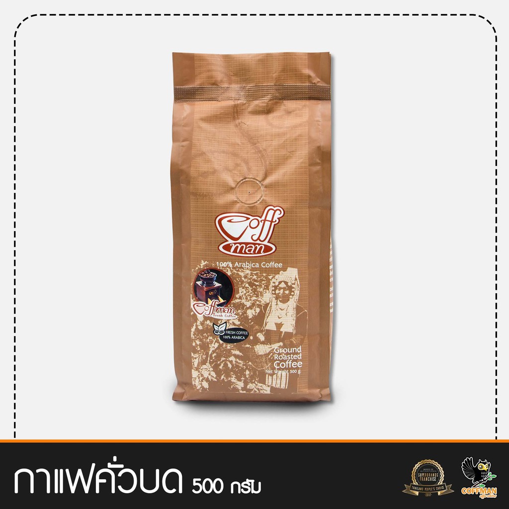 กาแฟสดอาราบิก้า100% คั่วเข้มแบบบด ขนาด 500 g  COFFMAN