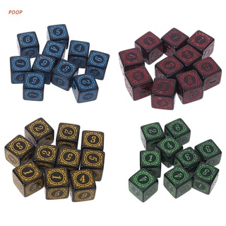 Poop D6 Polyhedral Dice ลูกเต๋า 6 ด้านของเล่นสําหรับเด็ก 10ชิ้น