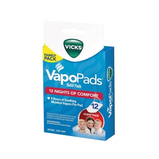 ʕ￫ᴥ￩ʔ Vicks Pad แผ่นRefill กลิ่นเมนทอล สำหรับใส่เครื่อง Vick Gallon/Waterless แพ็คสุดค้ม ขนาด 12 ชิ้น