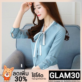 โค้ด  CBLADY30 ลด 30% แฟชั่นสตรีเสื้อเชิ้ตผ้าชีฟอง Plus Size