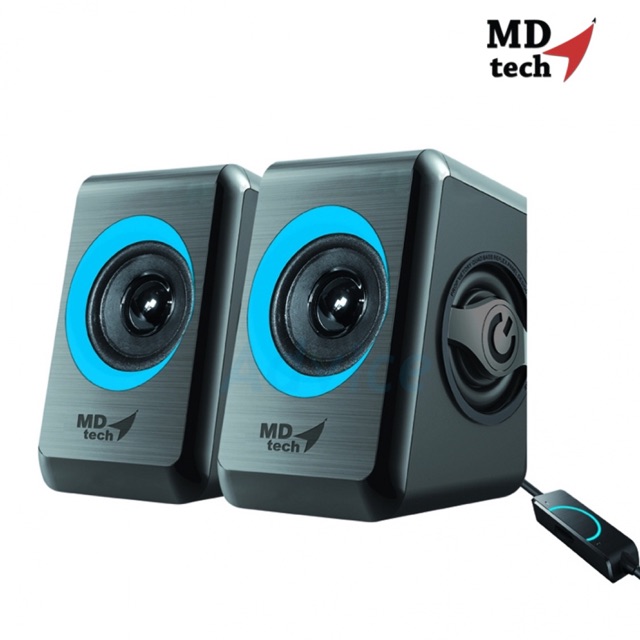 MD-TECH ลำโพง 2.0 รุ่น SP-11 BLACK-BLUE รุ่นนี้ออกแบบให้สวยหรู เสียงดี ฟังสบายๆ
